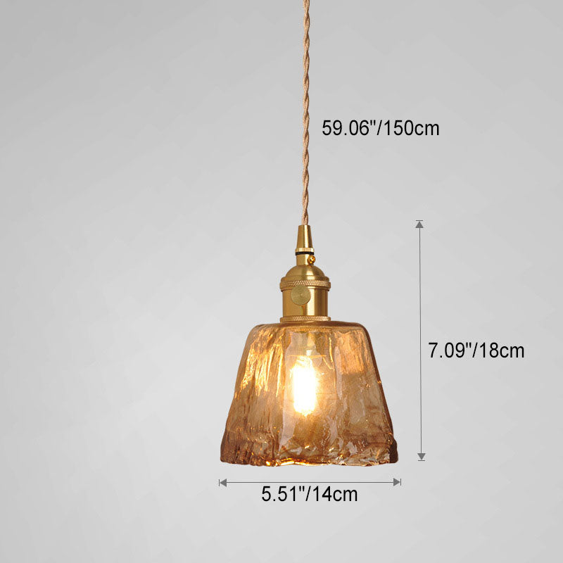 Zeitgenössische Retro Messing geometrische quadratische Bernstein Glas Schatten 1-Licht Pendelleuchte für Wohnzimmer
