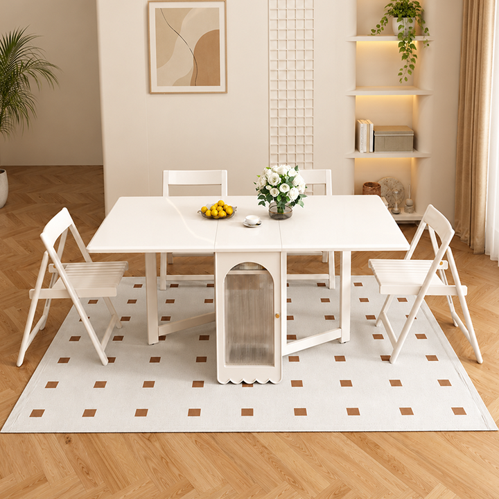 Modern Minimalist Rubberwood Foldable Square Dining Chair With Backrest For Dining Room