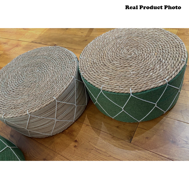 Contemporary Creative Round Cattail Fabric Low Stool For Living Room
