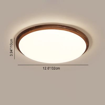Modern Minimalist Flower Round Walnut Acrylic LED Flush Mount Ceiling Light For Living Room