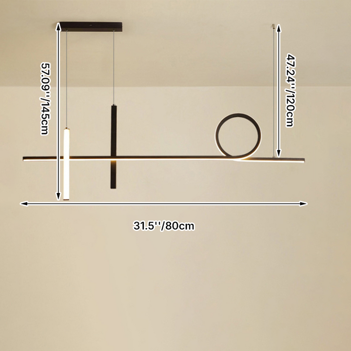 Lustre LED en acrylique aluminium fer à long bande moderne minimaliste pour salle à manger 