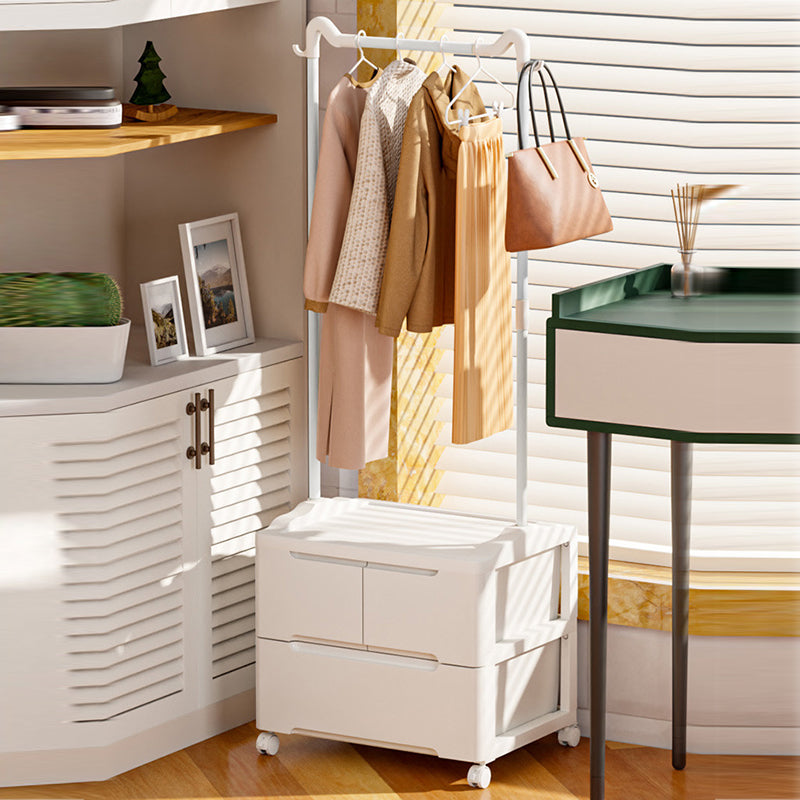Armoire de rangement mobile à 3 compartiments en PP et acier au carbone, forme rectangulaire, style minimaliste moderne, oreilles de chat, pour chambre à coucher 