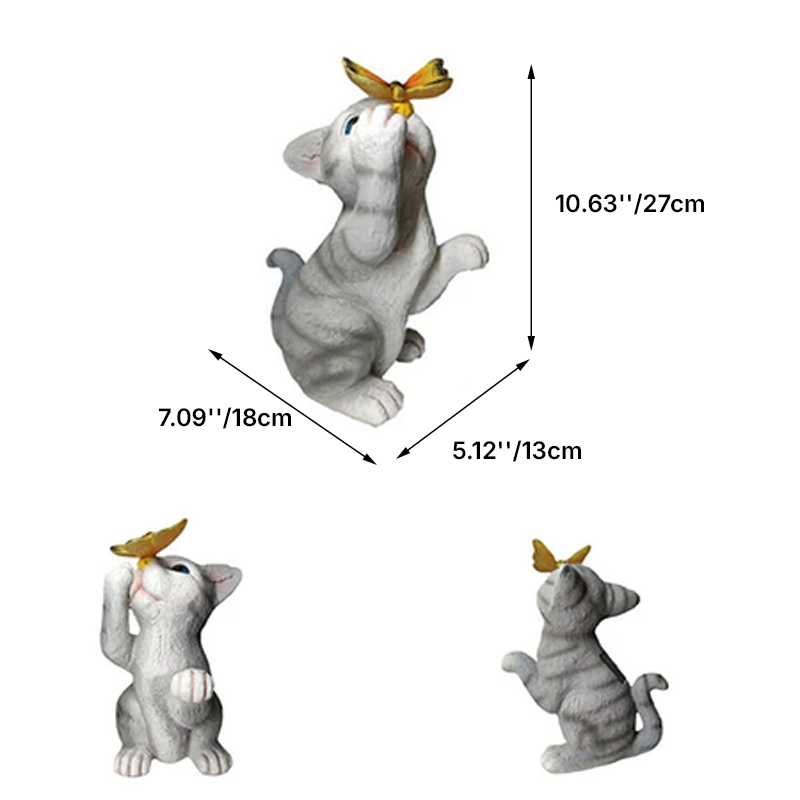 Contemporary Creative Solar Resin Cat Butterfly Resin Waterproof Decorative LED Outdoor Light For Garden