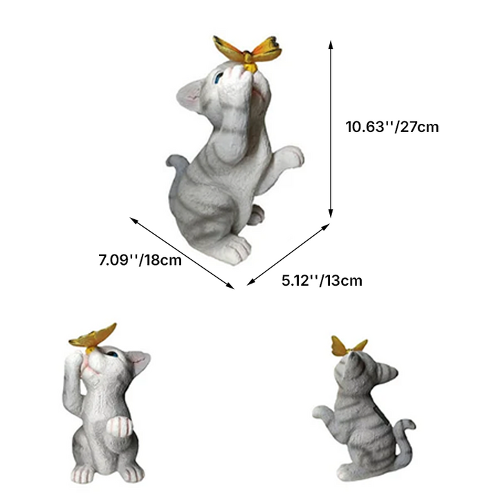 Contemporary Creative Solar Resin Cat Butterfly Resin Waterproof Decorative LED Outdoor Light For Garden