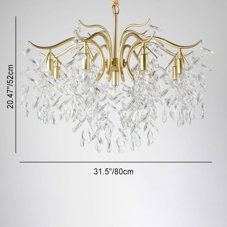 Modern Luxury Branch Transparent Iron Crystal 9/13 Light Chandelier For Living Room