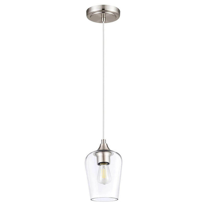 Vintage Industrial Clear Glass Bell-shaped 1-Light Pendant Light