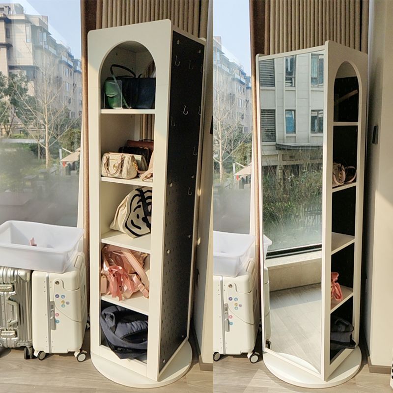 Traditional Vintage Rectangular Pine Wood Solid Wood Carbon Steel Rotatable Multifunctional Bookshelf 5-Tier For Living Room