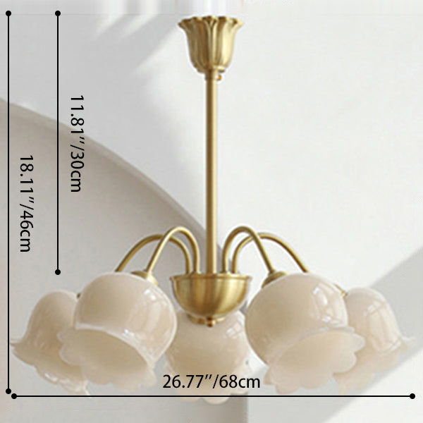 Lustre en laiton résine à cloche ramifiée traditionnelle française 3/5/6/8 lumières pour salon 