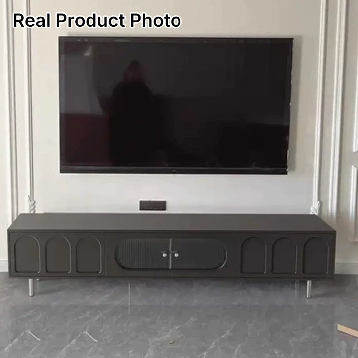 Traditional French Particle Board MDF Stainless Steel Glass Cylindrical Rectangular TV Stand With 2 Drawers For Living Room