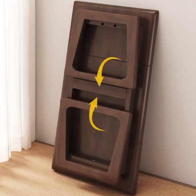 Traditional Japanese Solid Wood Foldable Rectangle Side Table 1-Tier For Living Room