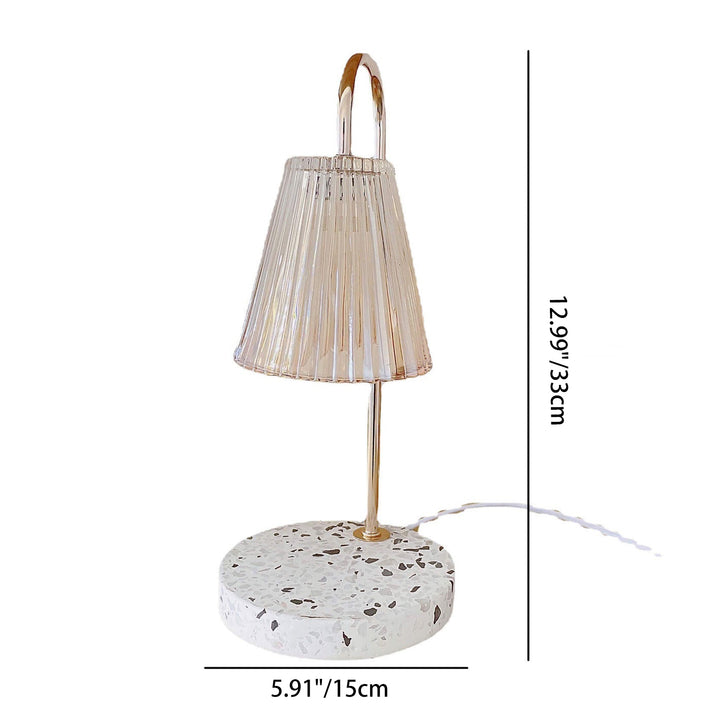 Lámpara de mesa de cera derretida de 1 luz con base de terrazo de vidrio escandinavo contemporáneo para dormitorio 
