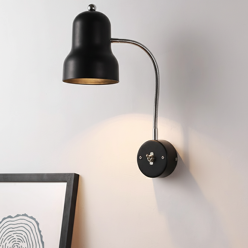 Contemporary Nordic Iron Trumpet-Shaped Round 1-Light Wall Sconce Lamp For Bedroom &amp; Living Room