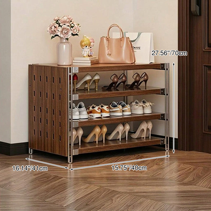 Modern Minimalist Heavy Duty Shoe Storage Rack - Multi-Tier Thickened Particle Board Shelves MDF Side Pegboard Shoe Storage For Hallway &amp; Entryway