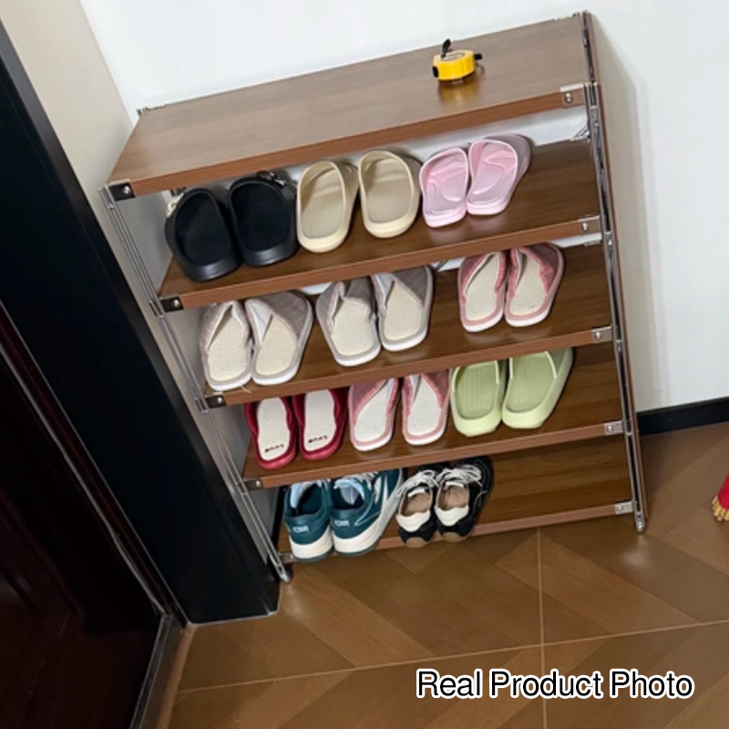 Modern Minimalist Heavy Duty Shoe Storage Rack - Multi-Tier Thickened Particle Board Shelves MDF Side Pegboard Shoe Storage For Hallway &amp; Entryway