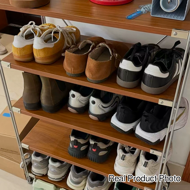 Modern Minimalist Heavy Duty Shoe Storage Rack - Multi-Tier Thickened Particle Board Shelves MDF Side Pegboard Shoe Storage For Hallway &amp; Entryway