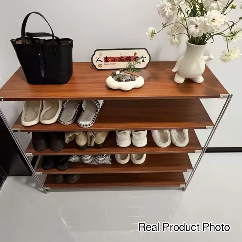 Modern Minimalist Heavy Duty Shoe Storage Rack - Multi-Tier Thickened Particle Board Shelves MDF Side Pegboard Shoe Storage For Hallway &amp; Entryway