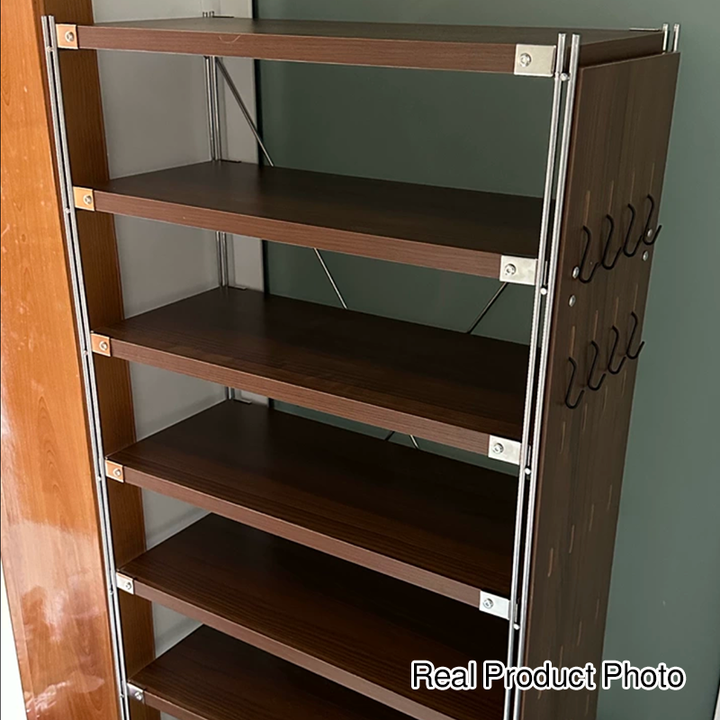 Modern Minimalist Heavy Duty Shoe Storage Rack - Multi-Tier Thickened Particle Board Shelves MDF Side Pegboard Shoe Storage For Hallway &amp; Entryway