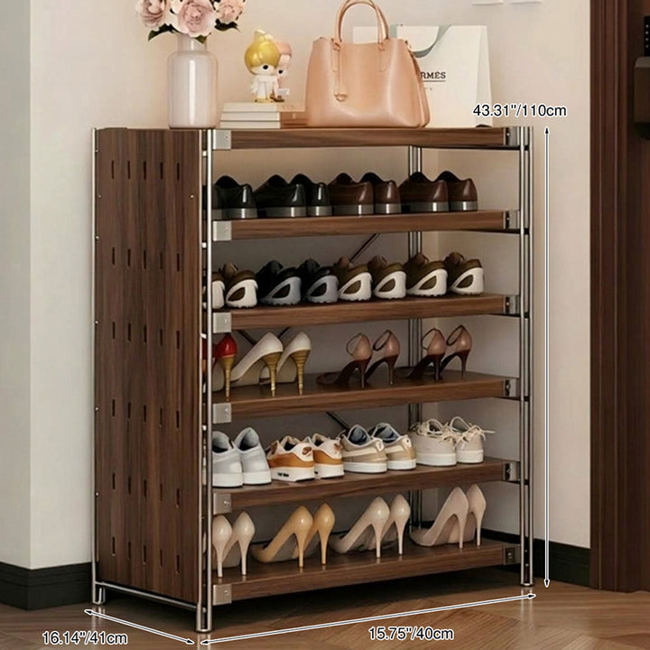 Modern Minimalist Heavy Duty Shoe Storage Rack - Multi-Tier Thickened Particle Board Shelves MDF Side Pegboard Shoe Storage For Hallway &amp; Entryway