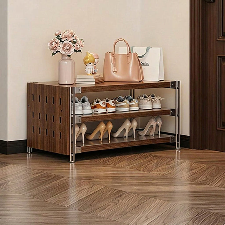 Modern Minimalist Heavy Duty Shoe Storage Rack - Multi-Tier Thickened Particle Board Shelves MDF Side Pegboard Shoe Storage For Hallway &amp; Entryway