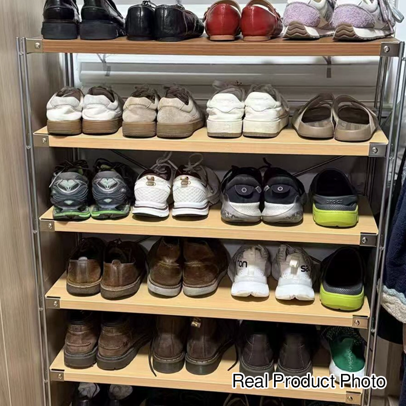 Modern Minimalist Heavy Duty Shoe Storage Rack - Multi-Tier Thickened Particle Board Shelves MDF Side Pegboard Shoe Storage For Hallway &amp; Entryway