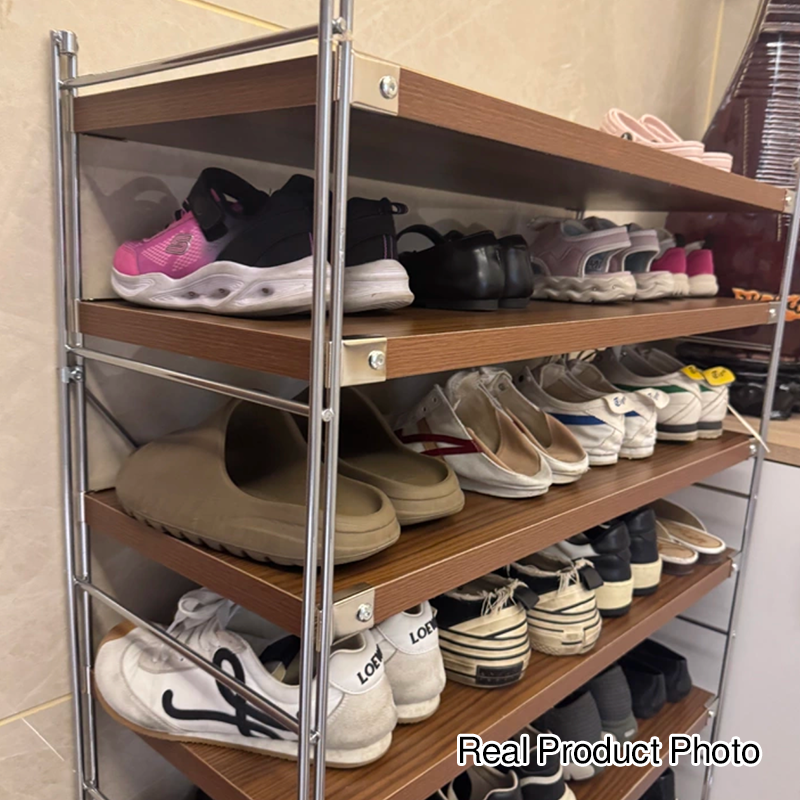 Modern Minimalist Heavy Duty Shoe Storage Rack - Multi-Tier Thickened Particle Board Shelves MDF Side Pegboard Shoe Storage For Hallway &amp; Entryway