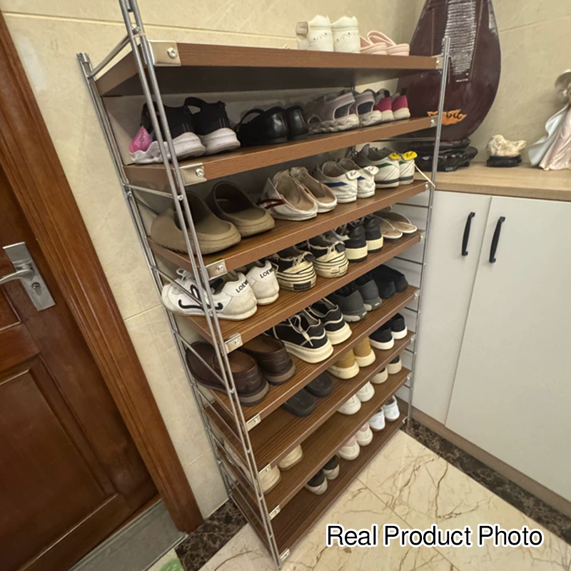 Modern Minimalist Heavy Duty Shoe Storage Rack - Multi-Tier Thickened Particle Board Shelves MDF Side Pegboard Shoe Storage For Hallway &amp; Entryway