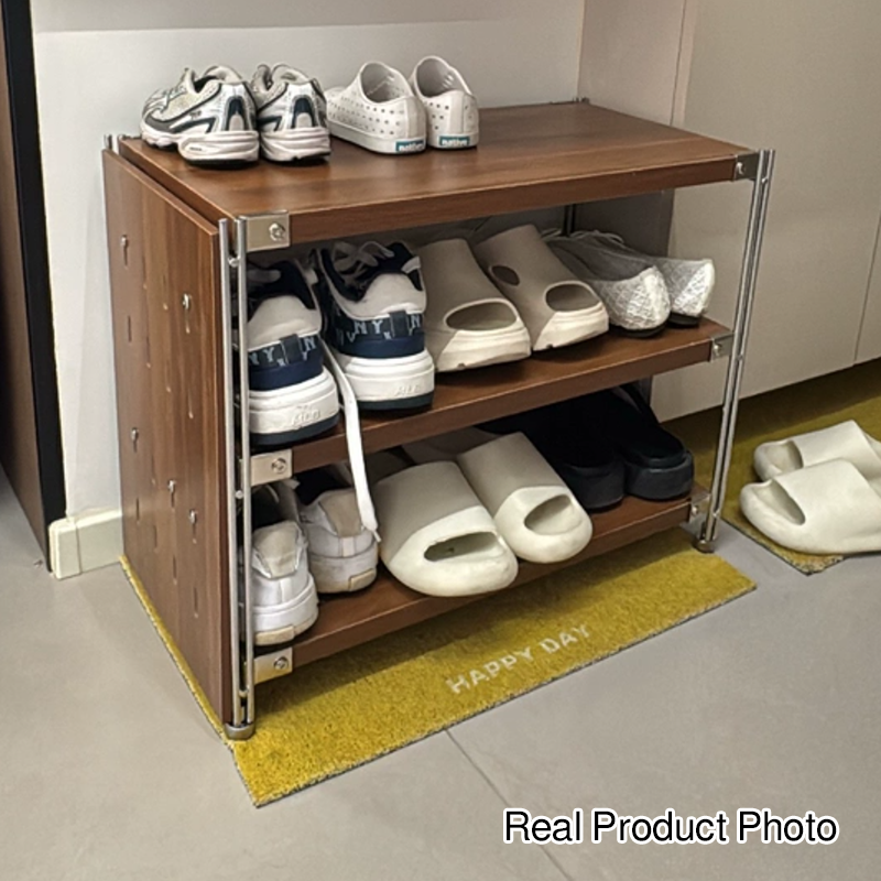 Modern Minimalist Heavy Duty Shoe Storage Rack - Multi-Tier Thickened Particle Board Shelves MDF Side Pegboard Shoe Storage For Hallway &amp; Entryway