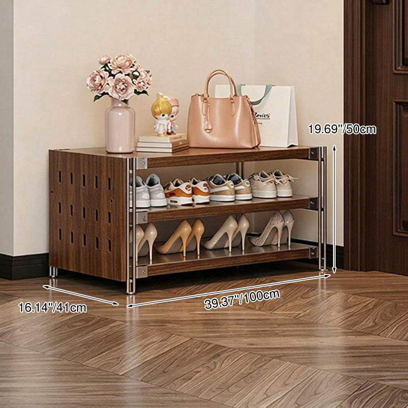 Modern Minimalist Heavy Duty Shoe Storage Rack - Multi-Tier Thickened Particle Board Shelves MDF Side Pegboard Shoe Storage For Hallway &amp; Entryway