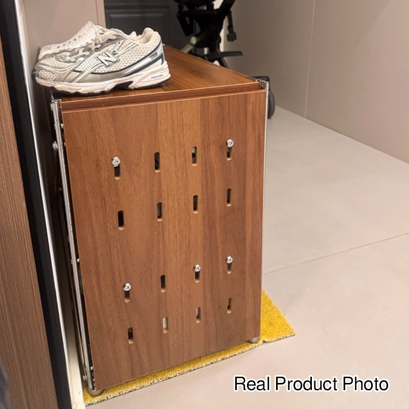 Modern Minimalist Heavy Duty Shoe Storage Rack - Multi-Tier Thickened Particle Board Shelves MDF Side Pegboard Shoe Storage For Hallway &amp; Entryway