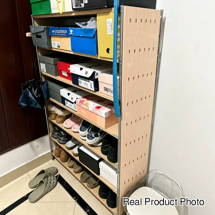 Moisture-Proof Shoe Storage Rack -Thickened Particleboard X-Brace Reinforced Steel Heavy Duty Tall Shoe Shelf For Hallway &amp; Entryway