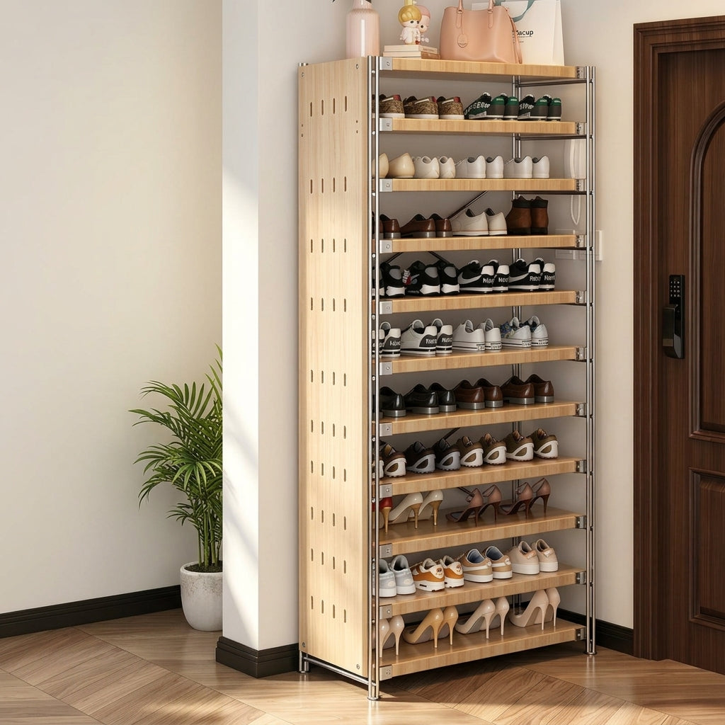 Moisture-Proof Shoe Storage Rack -Thickened Particleboard X-Brace Reinforced Steel Heavy Duty Tall Shoe Shelf For Hallway &amp; Entryway