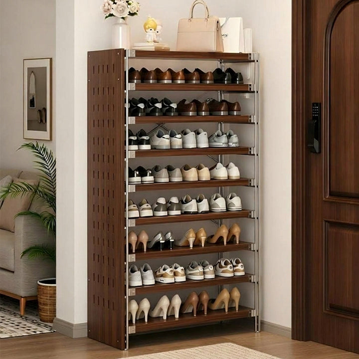 Moisture-Proof Shoe Storage Rack -Thickened Particleboard X-Brace Reinforced Steel Heavy Duty Tall Shoe Shelf For Hallway & Entryway