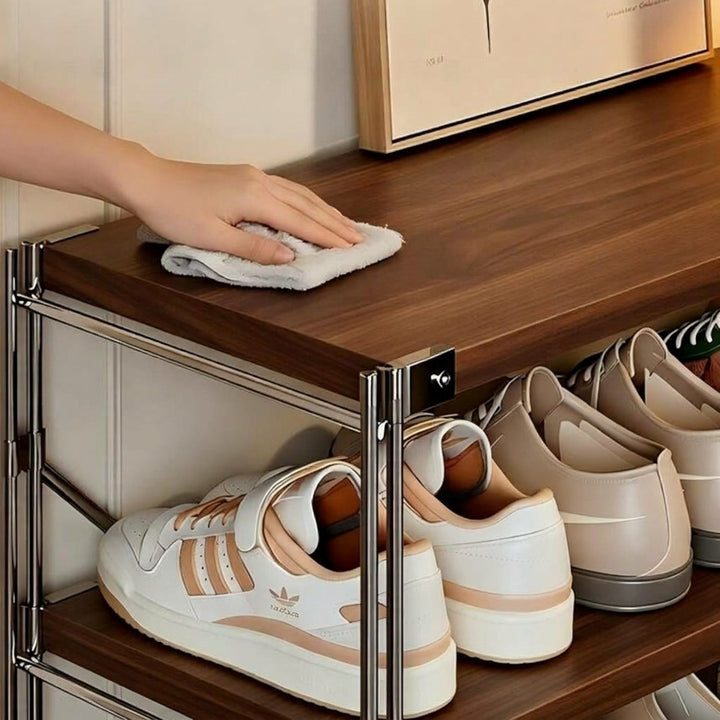 Moisture-Proof Shoe Storage Rack -Thickened Particleboard X-Brace Reinforced Steel Heavy Duty Tall Shoe Shelf For Hallway &amp; Entryway