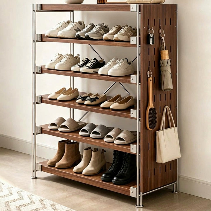Moisture-Proof Shoe Storage Rack -Thickened Particleboard X-Brace Reinforced Steel Heavy Duty Tall Shoe Shelf For Hallway &amp; Entryway