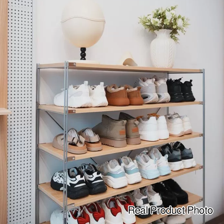 Moisture-Proof Shoe Storage Rack -Thickened Particleboard X-Brace Reinforced Steel Heavy Duty Tall Shoe Shelf For Hallway &amp; Entryway