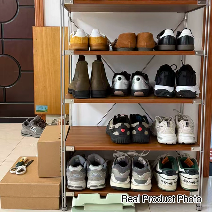 Moisture-Proof Shoe Storage Rack -Thickened Particleboard X-Brace Reinforced Steel Heavy Duty Tall Shoe Shelf For Hallway &amp; Entryway