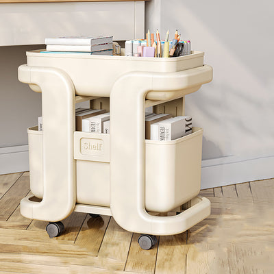 Modern Minimalist Rectangular Movable PP End Table 2-Tier For Bedroom