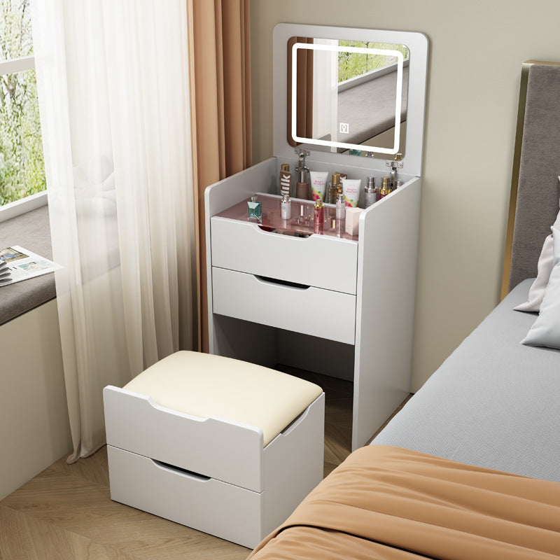 Modern Minimalist Glass Medium Density Fiberboard Makeup Vanity 4-Drawer For Bedroom