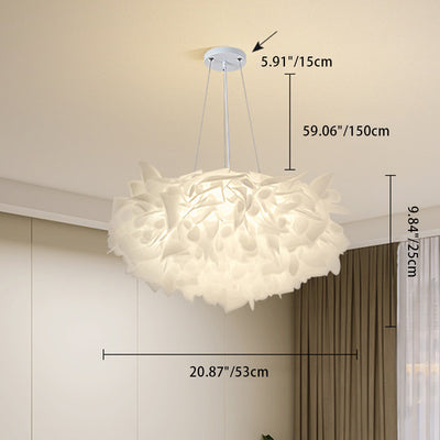 ثريات LED بتصميم بتلات من الحديد البلاستيكي الكريمي المعاصر لغرف النوم 
