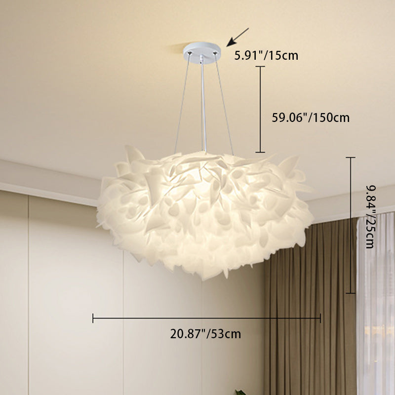 ثريات LED بتصميم بتلات من الحديد البلاستيكي الكريمي المعاصر لغرف النوم 