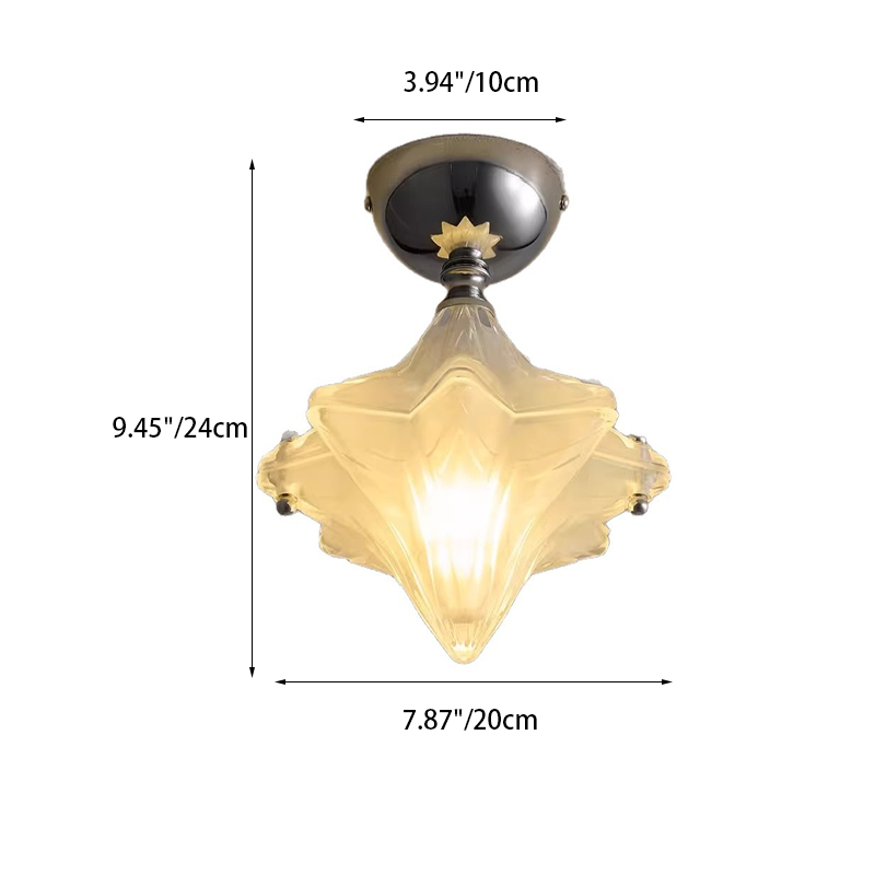 Contemporary Creative Glass Iron Dome Star 1-Light Semi-Flush Mount Ceiling Light For Hallway &amp; Entryway