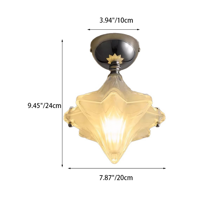 Contemporary Creative Glass Iron Dome Star 1-Light Semi-Flush Mount Ceiling Light For Hallway & Entryway