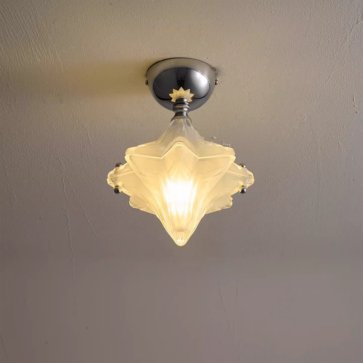 Contemporary Creative Glass Iron Dome Star 1-Light Semi-Flush Mount Ceiling Light For Hallway &amp; Entryway