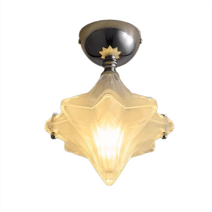 Contemporary Creative Glass Iron Dome Star 1-Light Semi-Flush Mount Ceiling Light For Hallway &amp; Entryway