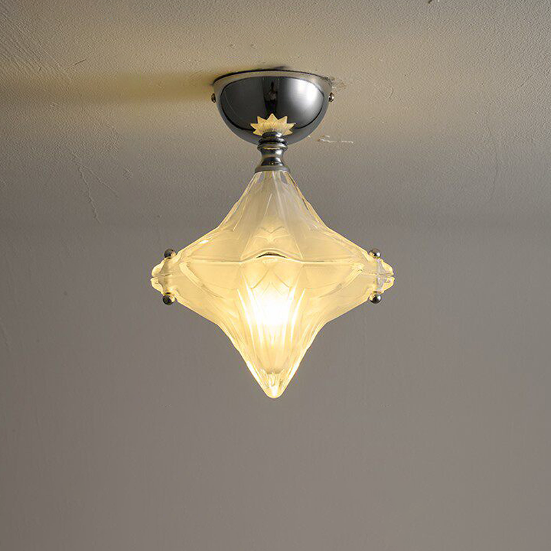 Contemporary Creative Glass Iron Dome Star 1-Light Semi-Flush Mount Ceiling Light For Hallway &amp; Entryway