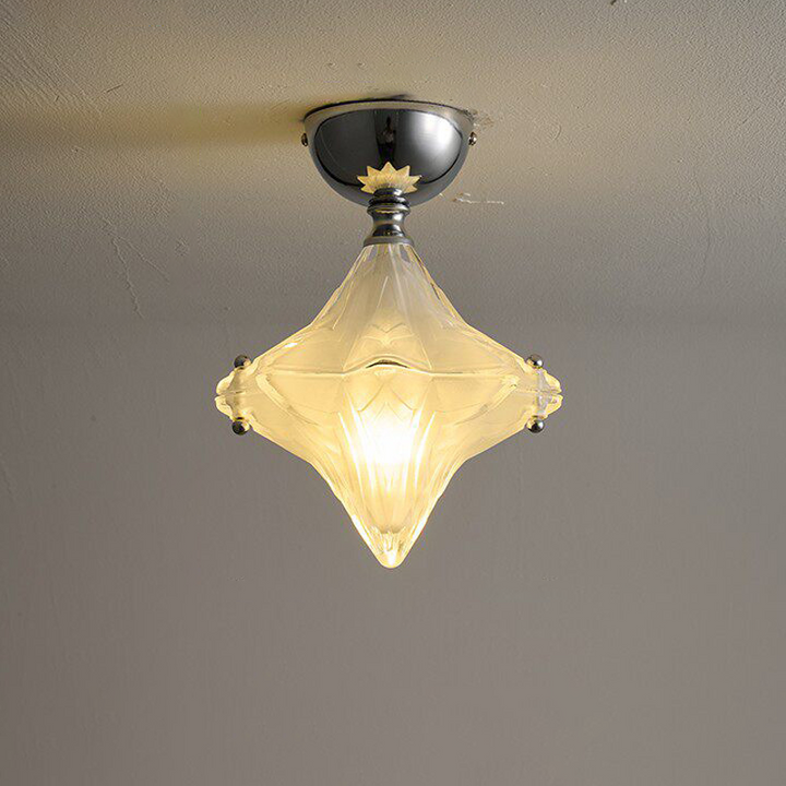 Contemporary Creative Glass Iron Dome Star 1-Light Semi-Flush Mount Ceiling Light For Hallway &amp; Entryway