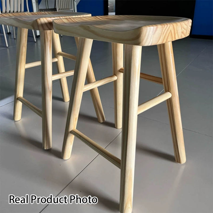 Modern Minimalist Solid Wood Ergonomic Bar Stool With Footrest For Dining Room