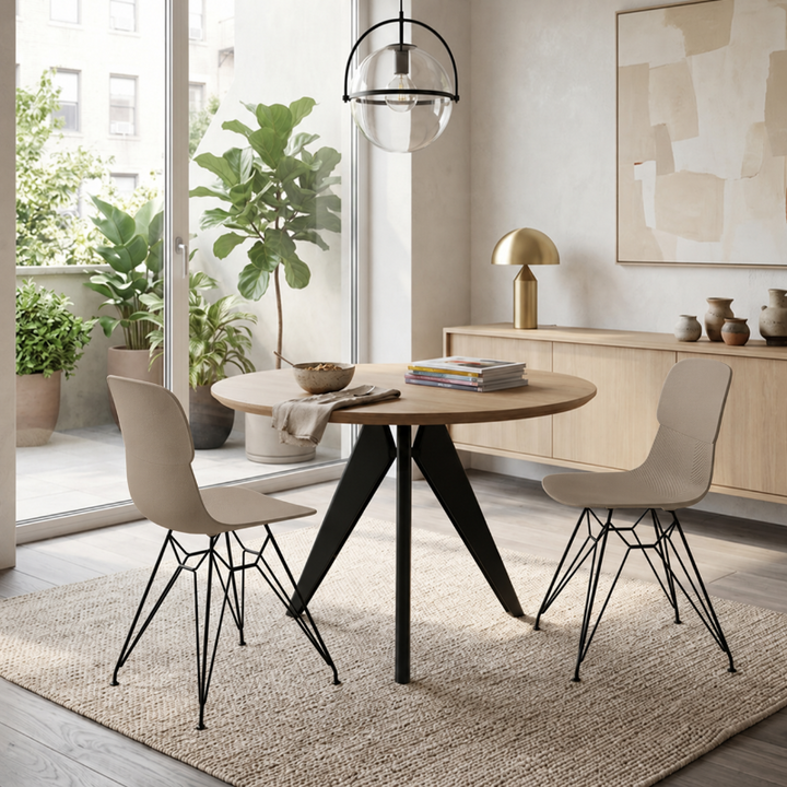 Modern Minimalist PP Dining Chair With Ergonomic Curved Back &amp; Black Steel Legs - Textured Side Chair For Dining Room, Kitchen &amp; Home Office