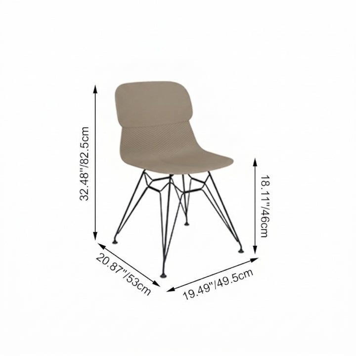 Modern Minimalist PP Dining Chair With Ergonomic Curved Back &amp; Black Steel Legs - Textured Side Chair For Dining Room, Kitchen &amp; Home Office