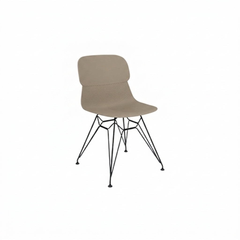 Modern Minimalist PP Dining Chair With Ergonomic Curved Back &amp; Black Steel Legs - Textured Side Chair For Dining Room, Kitchen &amp; Home Office